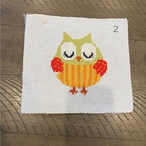 handmade complete finished cross stitch cute owl 2 of 10 stitching eyes closed